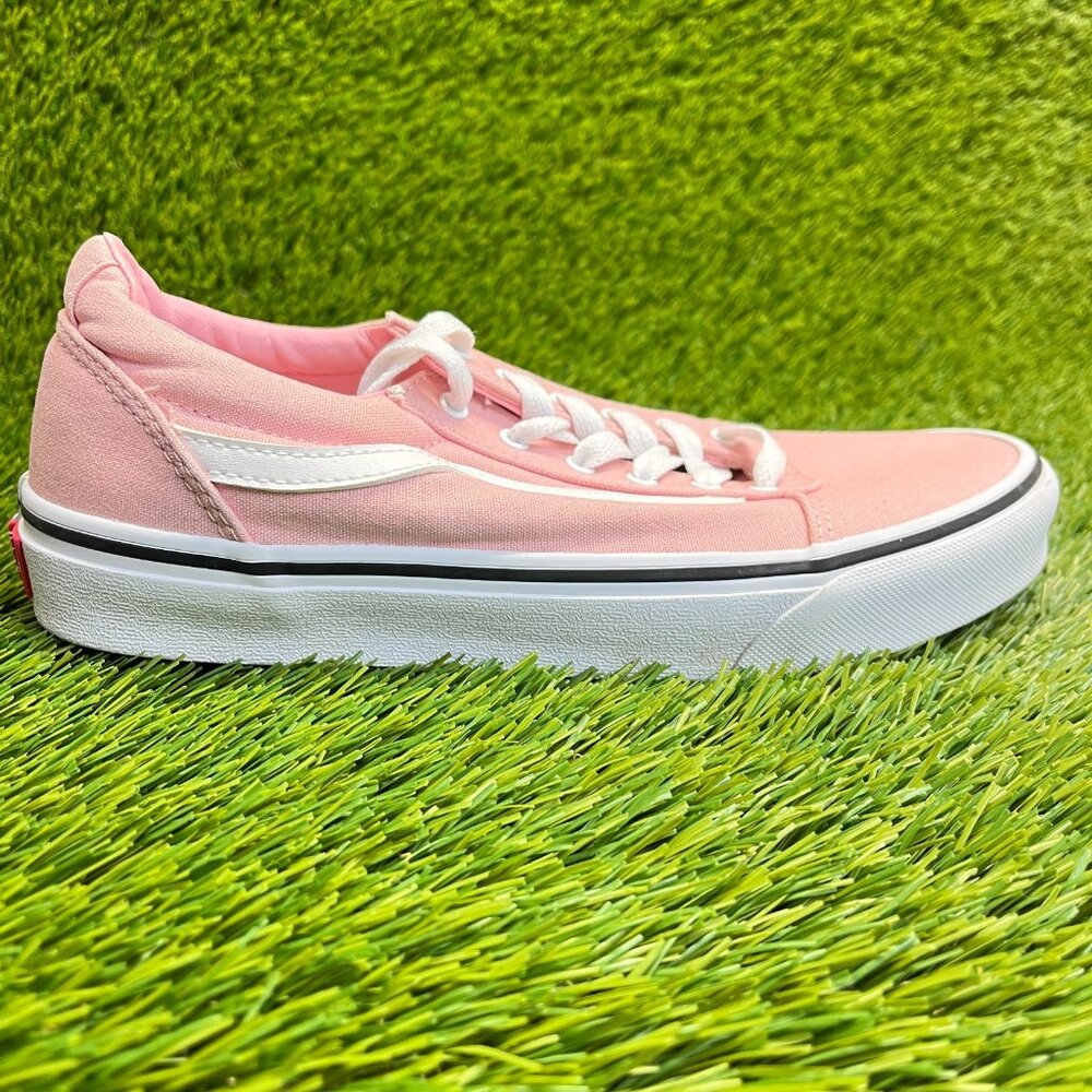 Vans Ward‎ Girls Size 6Y Pink White Athletic Skateboard Canvas Shoes Sneakers